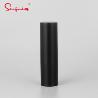 Tubes de Rouge à Lèvres Ronds Noirs Mats en Plastique de Luxe, Emballage Mini Vide pour Baume à Lèvres, Estampage à Chaud, Capacité 4,3g