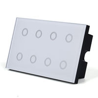 Interrupteur mural intelligent WiFi Smart Life EU, 1/2/3/4/5/6/7/8 gangs, commande tactile en verre, unipolaire, 240V