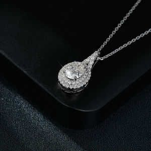 เครื่องประดับแฟชั่นทั้งหมด จี้รูปไข่โมอิสซาไนต์ 2 กะรัต สร้อยคอแบบ unisex สร้อยคอแห่งมิตรภาพ เงินแท้ 925 ชุบโรเดียม ชุบทอง - Product Image 4