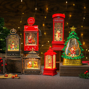 Adornos Navideños con Luz y Música, Variedad de Diseños con Santa Claus y Muñeco de Nieve, Decoraciones con Forma de Cabina Telefónica y Lámparas de Aceite/Viento, Regalos - Product Image 3