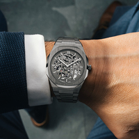 Montre automatique personnalisée de luxe en acier inoxydable squelette montres pour hommes 5 atm étanche montre pour hommes mouvement automatique