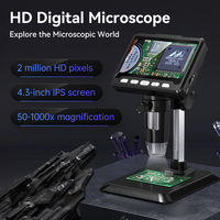 Nuevo Modelo Inskam 369 Microscopio Digital con Pantalla IPS de 4.3 Pulgadas y 1080P, Microscopio con Cámara de 50-1000x con Soporte