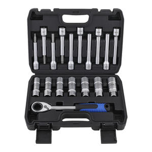 Jeu de clés à douilles professionnel 18 pièces 1/2 po en acier Cr-V, étui inclus pour réparation automobile - Product Image 1