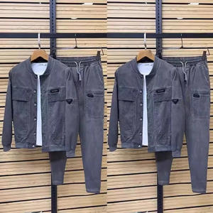 Nuovo Completo Moda Primavera-Autunno, Due Pezzi Comodi per <span class=keywords><strong>Uomo</strong></span>, Taglie Forti, Set Giacca e Pantaloni da Jogging - Product Image 4