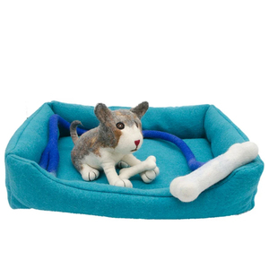 Cama para mascotas a rayas de lana, pequeña y ecológica, hecha a mano, superventas, espacio cálido para dormir interior personalizado para gatos y perros, hecha de fieltro - Product Image 3