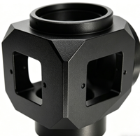 Boîtier optique en aluminium anodisé noir usiné CNC sur mesure par électroérosion à fil, cube de montage de précision pour objectif de caméra