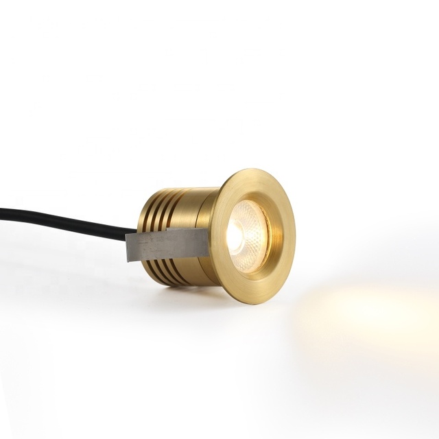 PASSUN Outdoor 12v 24v Landscape Garden Ip65 Mini Small Anti Glare Pure Brass Copper Ceiling Recessed 6w Led Spotlight