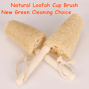 Brosse à tasses en loofah naturel style ferme avec manche en bois, à suspendre, pour le nettoyage de la cuisine - Product Image 2