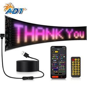 Écran matriciel LED miniature programmable 595 * 120 mm, contrôlé par application, USB 5V, panneau LED programmable DIY pour voiture - Product Image 1