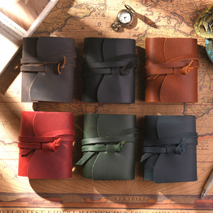 Carnet portable vintage en cuir Crazy Horse à trois anneaux, mini A9, personnalisable (ODM/OEM), avec feuilles mobiles en cuir véritable - Product Image 1
