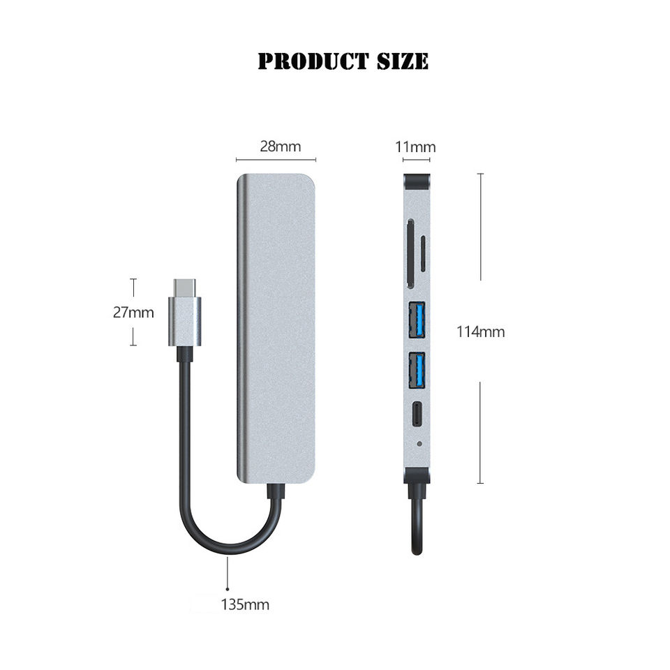 6‑in‑1 USB‑C Multi‑Port Adapter Hub - Image 2