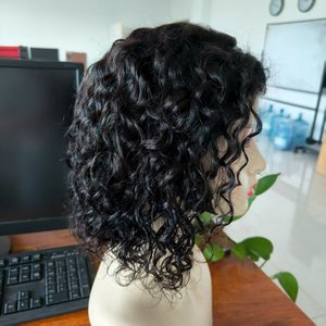 Perruques Courtes Bouclées Ondulées Effet Vague d'Eau en Cheveux Humains, Vente en Gros, Cheveux Brésiliens Vierges Ondulés Bouclés, HD Transparent pour Perruques Frontales pour Femmes - Product Image 4