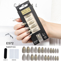 Kit de 24 faux ongles courts ballerine en ABS à presser, avec colle et lime à ongles, auto-adhésifs, vente en gros OEM ODM