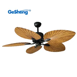 Retro Cổ Phong Cách Nhiệt Đới 52 Inch Celing Cieling Fan ABS Lá Cọ Lưỡi DC Điều Khiển Từ Xa Trang Trí Quạt Trần