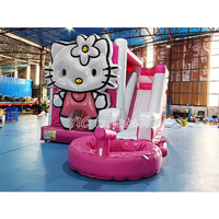 Château gonflable rose pour enfants avec piscine pour la location, certifié EN14960