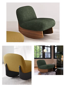 Sedia a <span class=keywords><strong>Dondolo</strong></span> Minimalista Italiana, Poltrona Singola in Legno Massello per Soggiorno e Camera da Letto, Arredamento per Salotto - Product Image 2