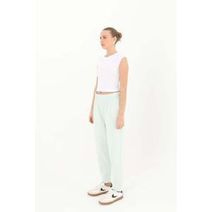 Pantalon de survêtement côtelé pour femme Lily Rose, bleu clair, taille haute, coupe droite, en maille respirante, pour un usage décontracté - Product Image 2