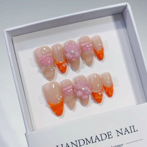 Nuovo Prodotto Lanciato, Unghie Finte Artigianali con Fiori 3D a Colori Freddi che Galleggiano <span class=keywords><strong>tra</strong></span> le Nuvole, dal Fascino Etereo - Product Image 2