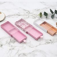Boîte d'emballage de tiroir à cils de marque privée personnalisée fenêtre transparente cils holographiques roses gaufrage de revêtement UV pour cosmétiques