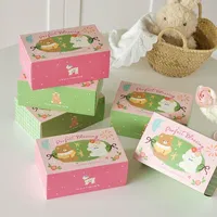 Boîte à biscuits personnalisée pour cadeaux souvenirs, boîte à dessert, boîte à biscuits avec tiroir robuste, rose et vert, carton ivoire, pelliculage mat