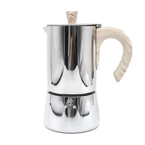 <span class=keywords><strong>Cafetera</strong></span> <span class=keywords><strong>Italiana</strong></span> de Acero Inoxidable de Alta <span class=keywords><strong>Calidad</strong></span> Personalizada de 6 Tazas con Perilla y Mango de Color Madera Suave para Cocina de Inducción y Estufa de Gas - Product Image 1