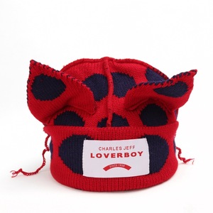 Charles Jeff Loverboy Cat Ear Knit <b>Hat</b> Red <b>Navy</b> Women's Warm Ski Cap Adult 100% Acrylic - Product Image 4