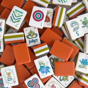 Tuiles de <span class=keywords><strong>Mahjong</strong></span> en Acrylique Orange à Quatre Couches Gravées au Laser, Style Rétro Français de Luxe, pour les Réunions Festives et le Divertissement - Product Image 2