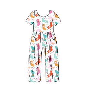 Mono de Seda Láctea Estampado para Niños, Manga Corta, Cuello Redondo, Bolsillo, Romper Holgado para Bebés, Estampado Personalizado, Traje de Una Pieza para Niños - Product Image 1