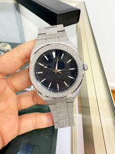 ラグジュアリーPRスタイルメンズアナログウォッチスターダストダイアル付きオールステンレススチールカスタムロゴ20mmバンド幅フロストスポーツウォッチ - Product Image 3