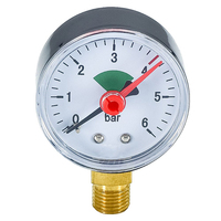 HUBEN 50mm Vertikales Druckmessgerät-Set 1/4-Zoll-Anschluss 6 Bar Öl-/Wasser-Manometer Stahl 1 Jahr Garantie