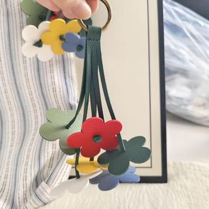 Pu Leather Keychain Cute <b>Bag</b> <b>Charms</b> for Handbag Multi-Colors Flower Pendant Keyring - Product Image 3