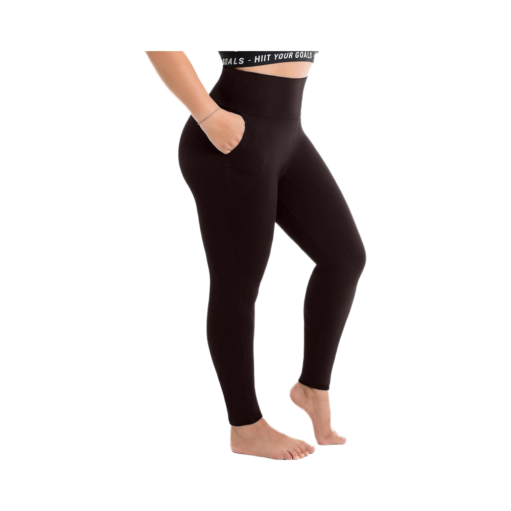 Walifrey Plus Size Leggings Pockets for Women High Waist Opaque Tummy Control Polyester/Nylon Color Blocking Wrinkle-Resistant