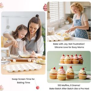 MUYULINS Factory 24-cup LFGB non-stick BPA Free metal reinforced frame mini <b>silicone</b> cupcake pan American cake tin <b>baking</b> mold - Product Image 6