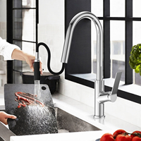Keran Dapur Tarik Keluar TOPWAY Single Handle Stainless Steel 304 dengan Sprayer 2 Fungsi