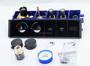 زر ضغط نحاسي أسود ذو اتجاهين مخفي ، دش متعدد الوظائف مع LED ، - Product Image 4