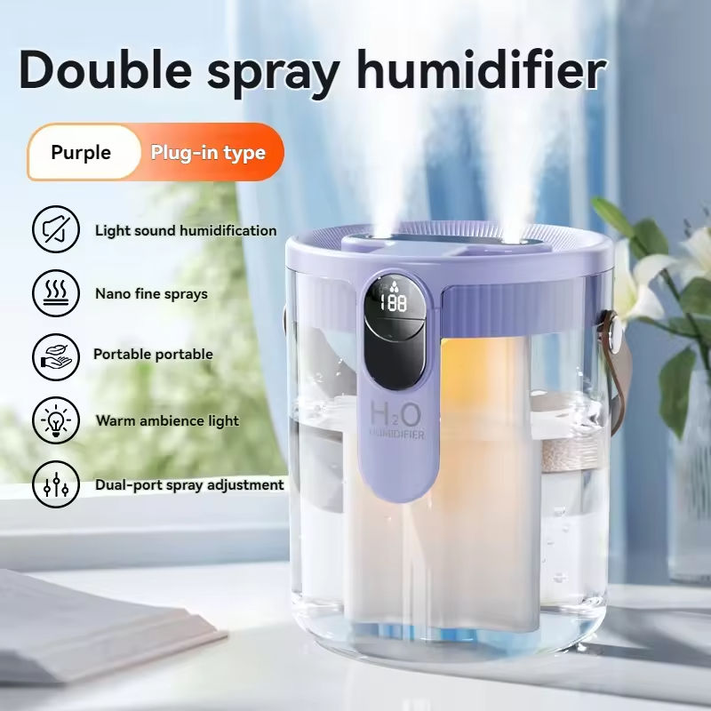 เครื่องทำความชื้นแบบสเปรย์คู่ (สีม่วง) รุ่นปลั๊ก USB