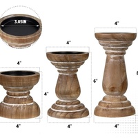 Porte-bougie en bois massif FSC de style européen et américain, fait à la main, pour la décoration de table, modèle LWCW04213