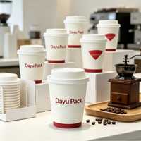 Gobelets à café jetables DAYU PACK à double paroi, biodégradables, écologiques, compostables, avec revêtement PE de qualité alimentaire, imprimés sur mesure, avec couvercles