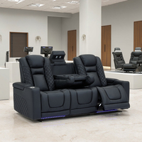 Ensemble de canapés inclinables électriques modernes de luxe en cuir blanc avec télécommande et fonction extensible pour cinéma maison VIP