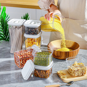 Food <b>Storage</b> Container Round Flip Top Lid Airtight <b>Jar</b> <b>For</b> Grains Snacks <b>Kitchen</b> Use - Product Image 3
