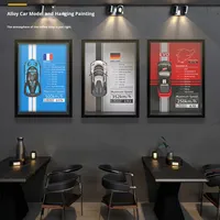 1:32 untuk Bingkai Gambar Gantung Model Mobil Alloy 3D untuk Dekorasi Rumah, Bar, Kafe, Kantor