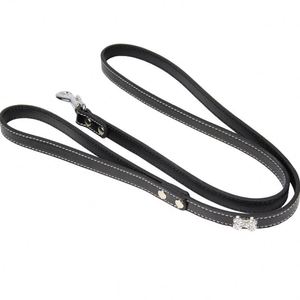 Correa de cuero para perro con diamantes de imitación, cuerda de mano para mascotas, cadena de adiestramiento, collar para gato y perro, cadena de arrastre, venta al por mayor - Product Image 5