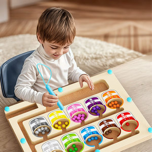Juguete de laberinto de cuentas de madera personalizado para niños, Juguetes para el desarrollo de la iluminación de la inteligencia en la educación temprana para niños y niñas - Product Image 2