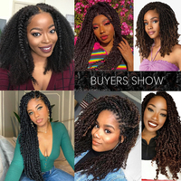 Gros Cheveux à Tresser Marley Bouclés Crépus Pré-Gonflés 16 et 24 Pouces, Extensions de Cheveux Crochet Afro Twist Pré-Séparées et Ressortantes