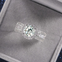 Bijoux en laiton femmes mariée doigt promesse bague CZ fiançailles mariage imité argent plaqué cubique zircone dames RingsGJZ0842