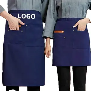 Avental de babador personalizado de meia cintura, avental de cozinha de meio tamanho feito de poliéster para limpeza