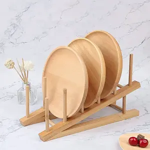 Support en bois multifonctionnel pour couvercle de vaisselle de <span class=keywords><strong>cuisine</strong></span> Support pour égouttoir Organisateur de belles tasses de séchage domestiques Étagère Table de présentation de livres - Product Image 2