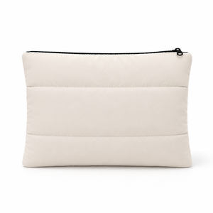 New Custom Large Capacity Printed Logo Cotton Nylon Soft Light Puffer Puffy Hight Quilted <b>Make</b> <b>Up</b> <b>Pouch</b> Makeup Cosmetic Bag - Product Image 3
