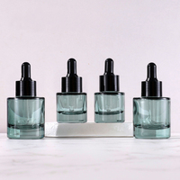 15ml 20ml 30ml 40ml 50ml flacon compte-gouttes d'huile cosmétique de soin de la peau en verre fond épais vert pour l'impression d'écran de visage goutte pour les yeux
