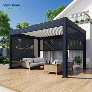 Abri contre la pluie et la neige, gazebo avec toit en aluminium incliné et système de drainage efficace des eaux de pluie - Product Image 2